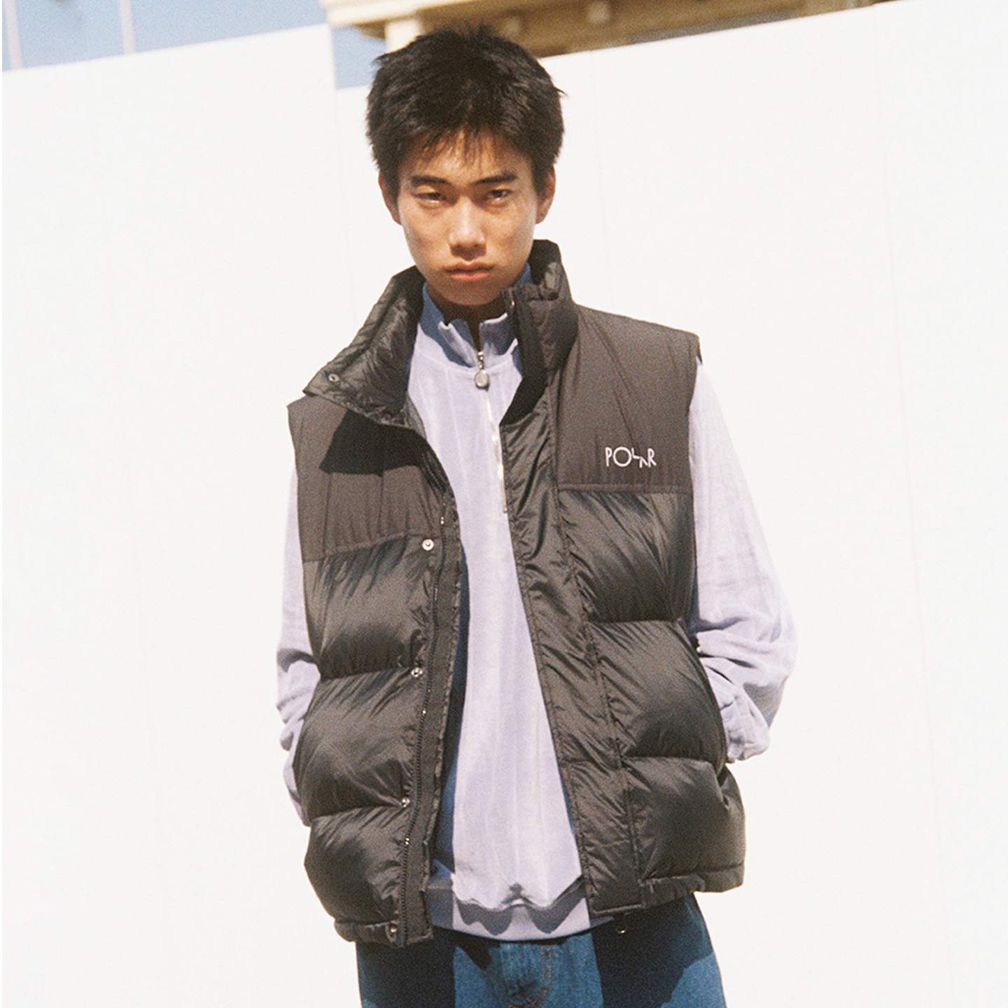 Polar Skate Co Basic Puffer Vest  刺绣拼接情侣羽绒背心马甲潮