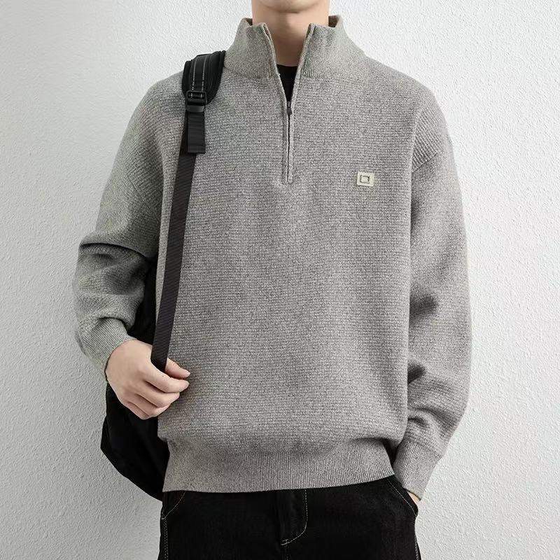 807男士立领半拉链毛衣
