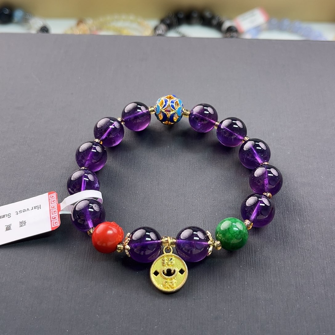 紫晶未镶嵌手链紫水晶设计款手串