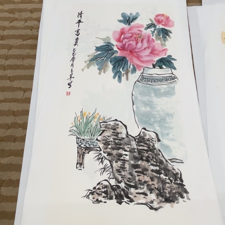 国画花鸟的翅膀和羽毛的