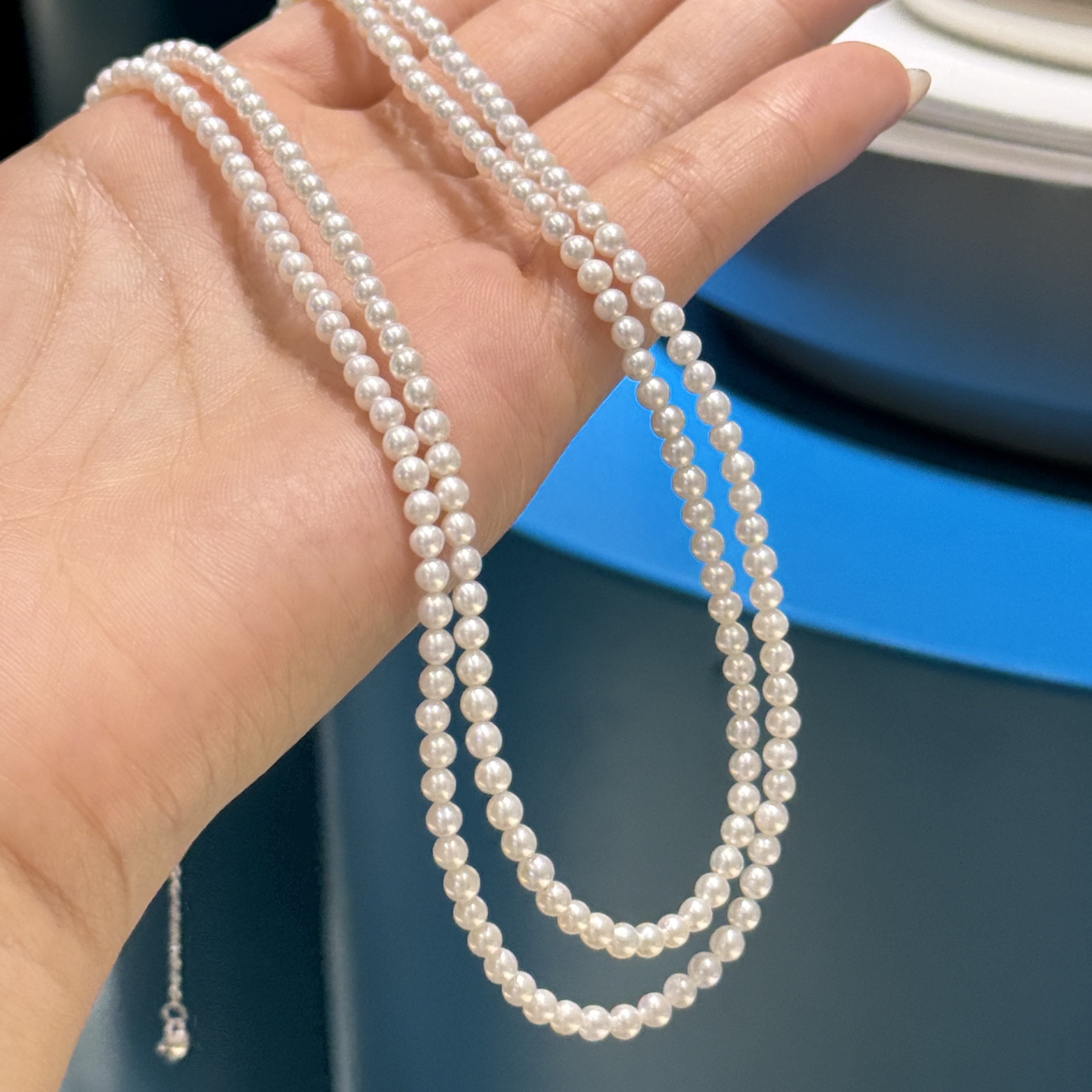 AKOYA【年终特供】淡水珍珠项链S925银3-4时尚百搭小米珠0393