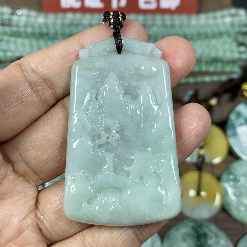 【闪购商品】翡翠颈饰未镶嵌玉吊坠翡翠玉山水牌
