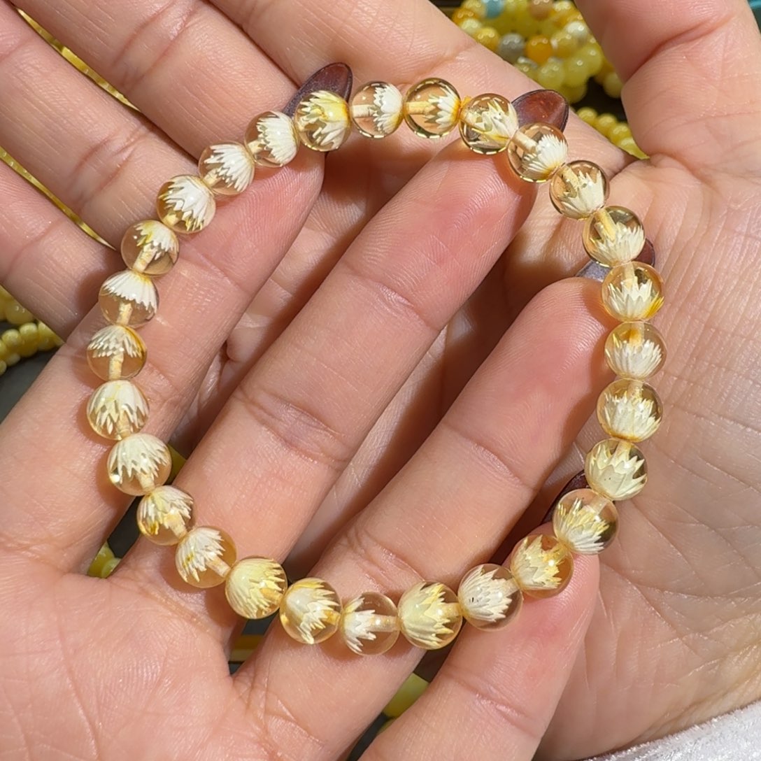 琥珀手链未镶嵌7m+金珀雕刻手串5.5