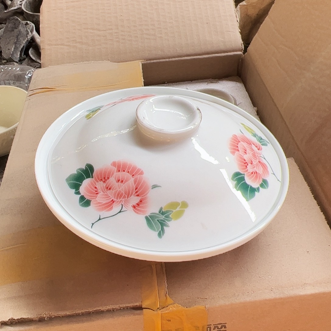 摆件陶景德镇陶瓷芙蓉花7寸和合器