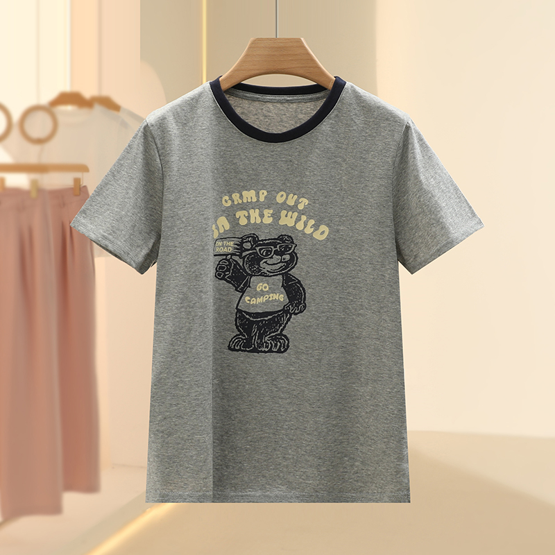 【芙】卡通小熊百搭基础短袖T恤2025夏季新款设计感品牌女装