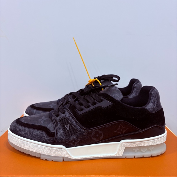 99新 LouisVuitton/路易威登 42码 LV trainer 黑色老花 板鞋