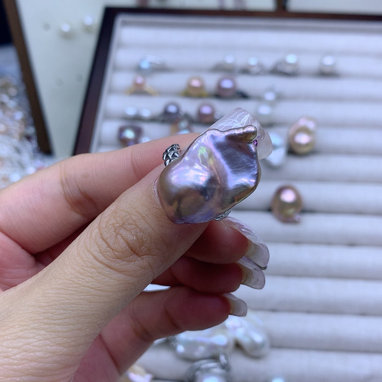 【闪购商品】淡水珍珠戒指银S925镶嵌有***晚