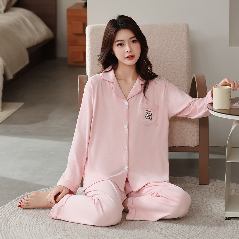 女士睡衣德绒长袖长裤家居服套装秋冬季休闲家居服简约宽松可外穿