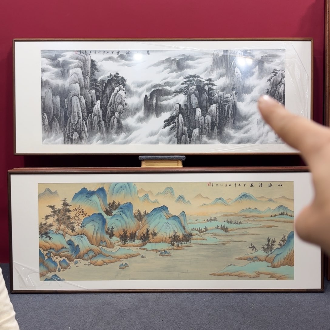 国画手绘作品带框尺寸210成80