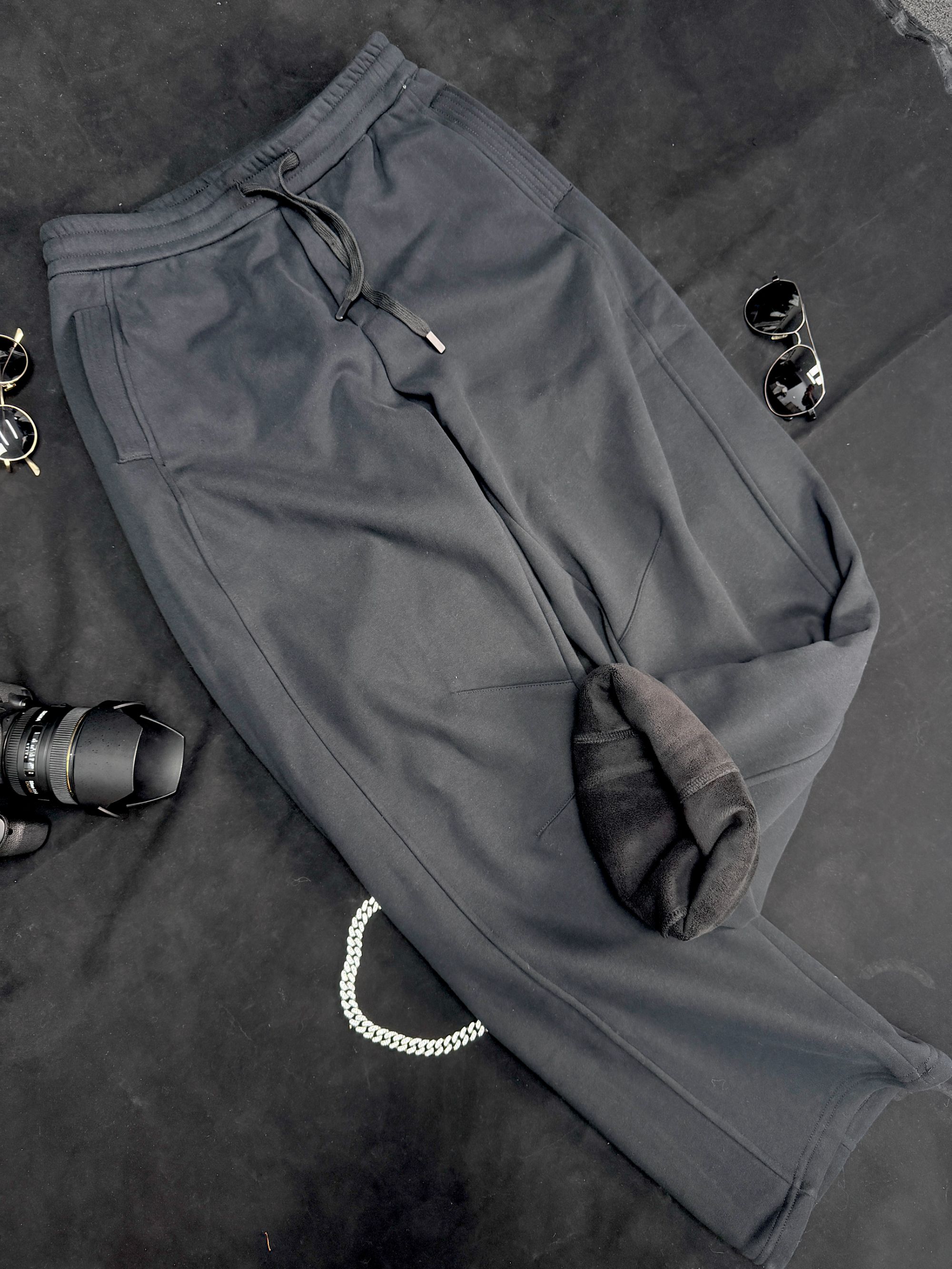 冬季磨毛直筒裤纯色秋季休闲裤保暖长裤宽松加绒百搭BK1618