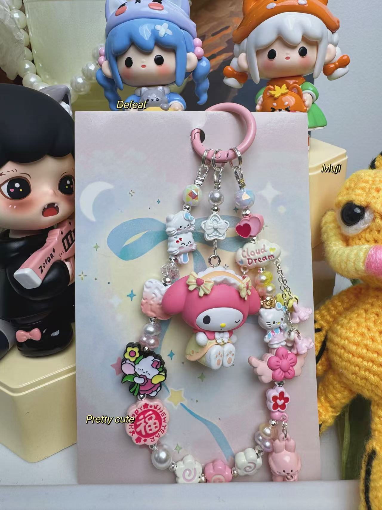 三丽鸥KT重工合金手机链diy