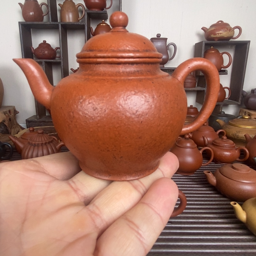 智***哥紫砂茶壶老朱泥全手宫灯壶