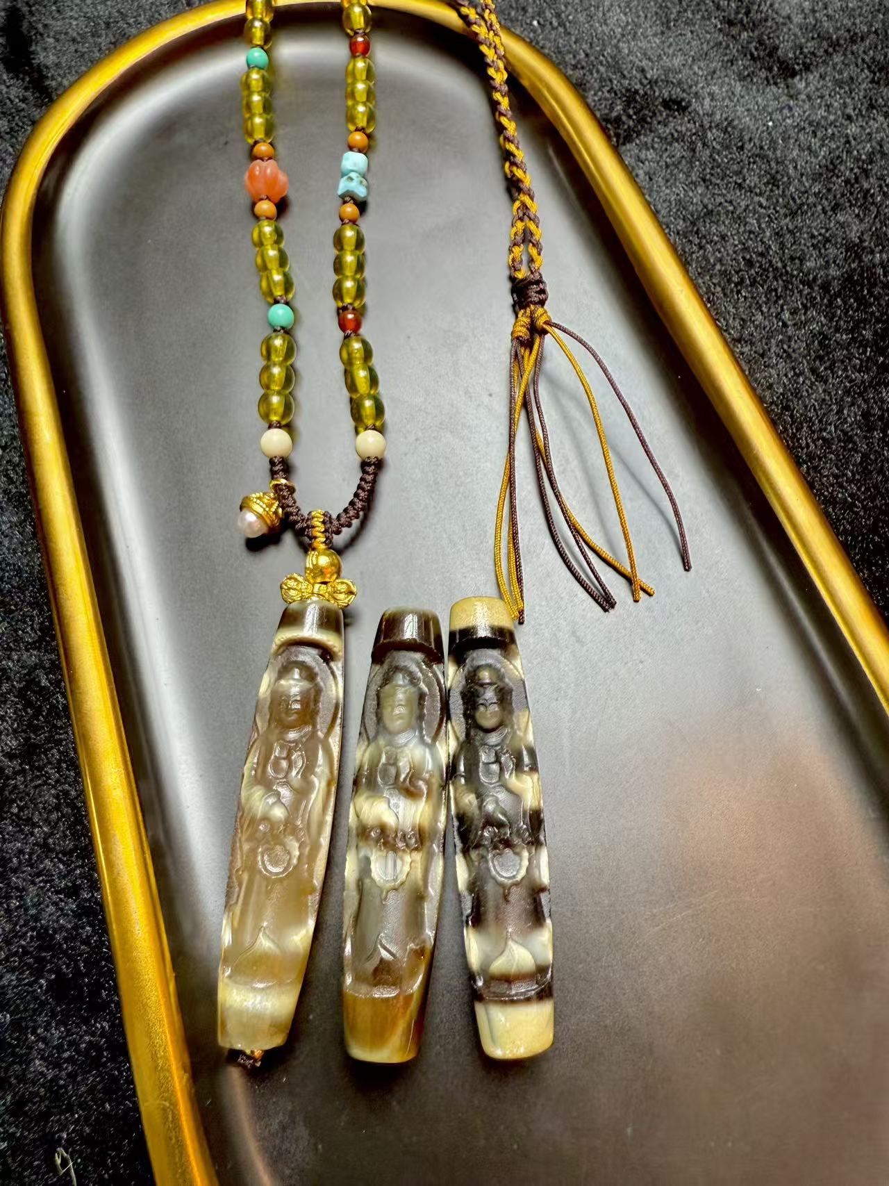 【灰姑娘原创】天珠雕刻观音项链M3547多样性发一