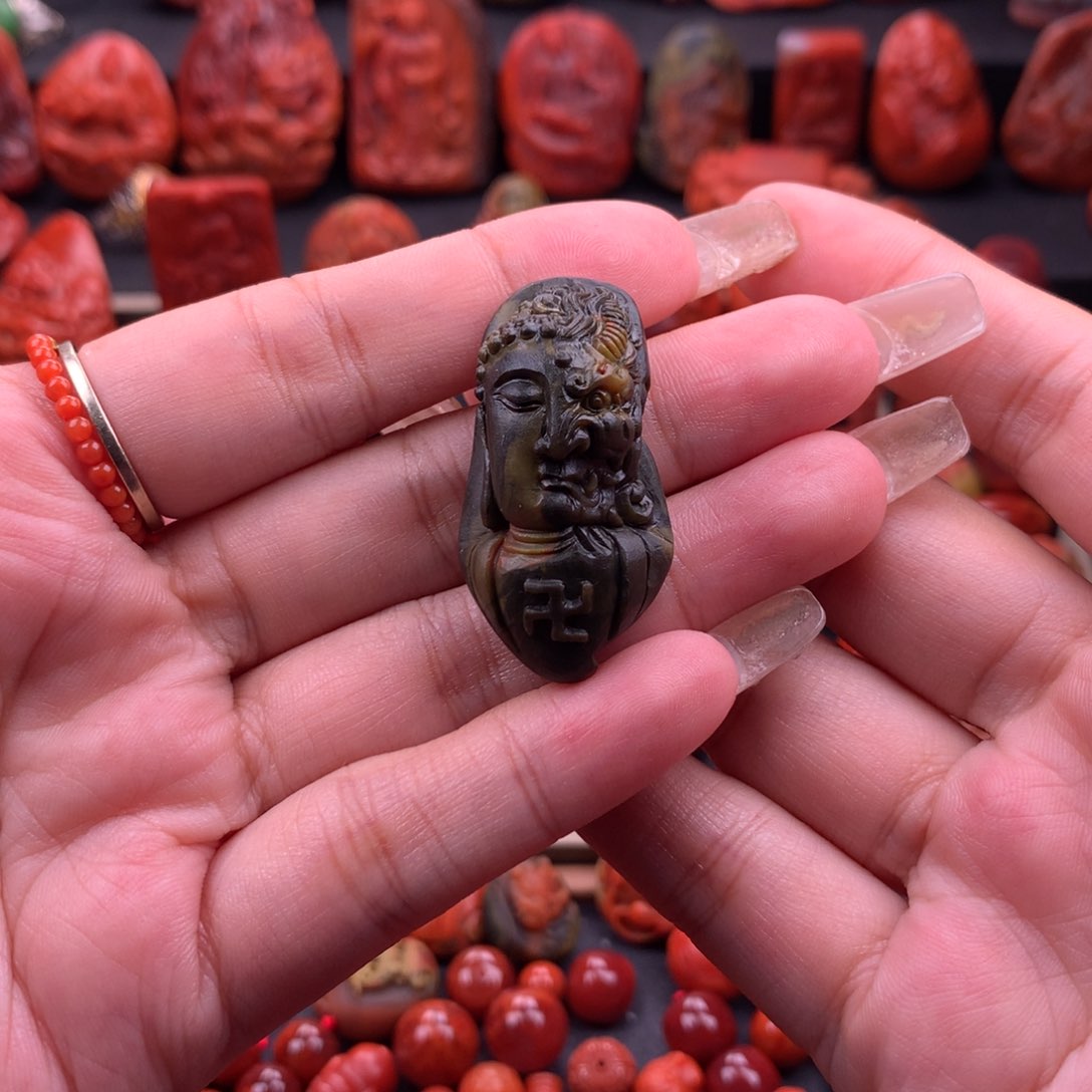 南红玛瑙南红云南原矿包浆苏工一念佛魔20.3mm未镶嵌