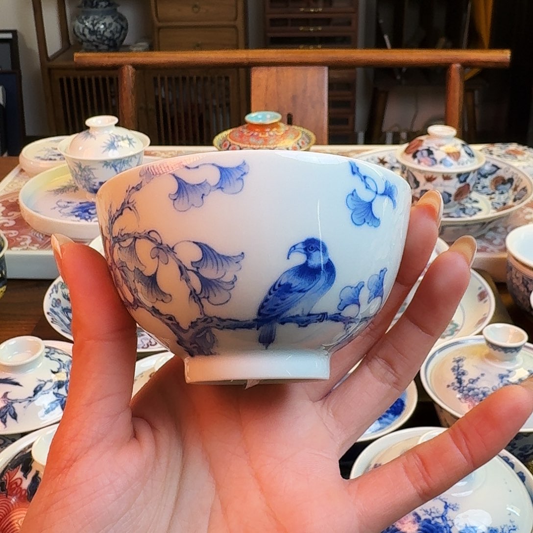 杯重工花鸟杯纯手绘