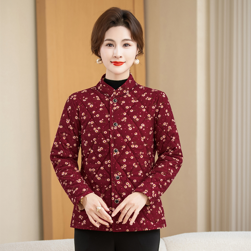 -小暖伊-中老年女装棉衣妈妈装碎花长袖加厚保暖外套老人冬季棉袄