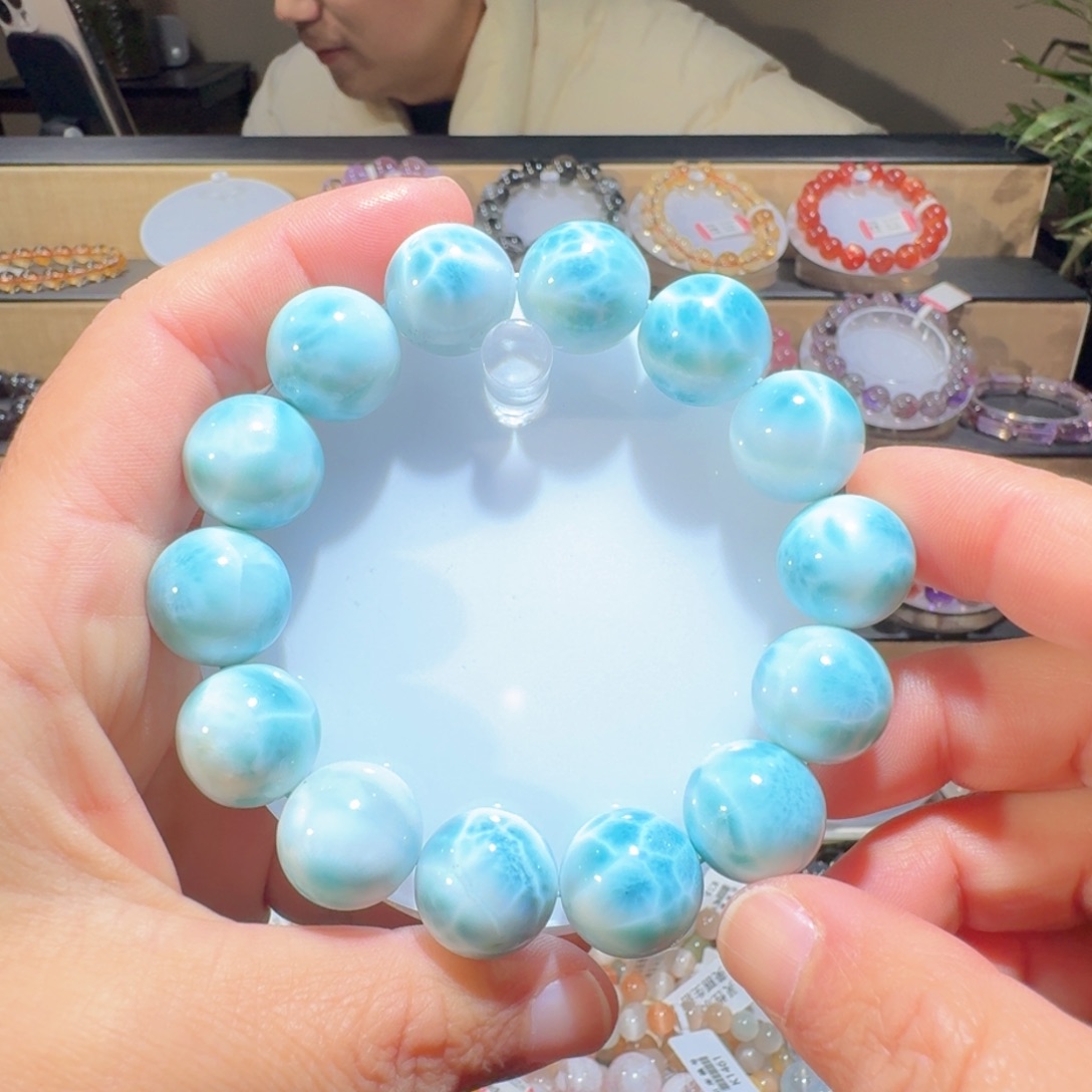 针钠钙石（海纹石）未镶嵌手链15.8mm海纹石手串