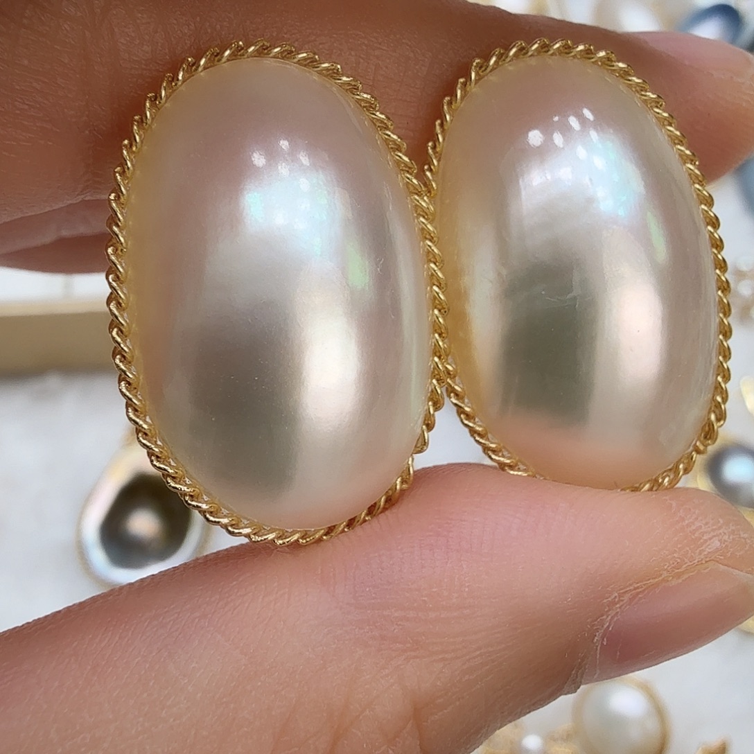 拼合珍珠（马贝珠）耳饰未镶嵌