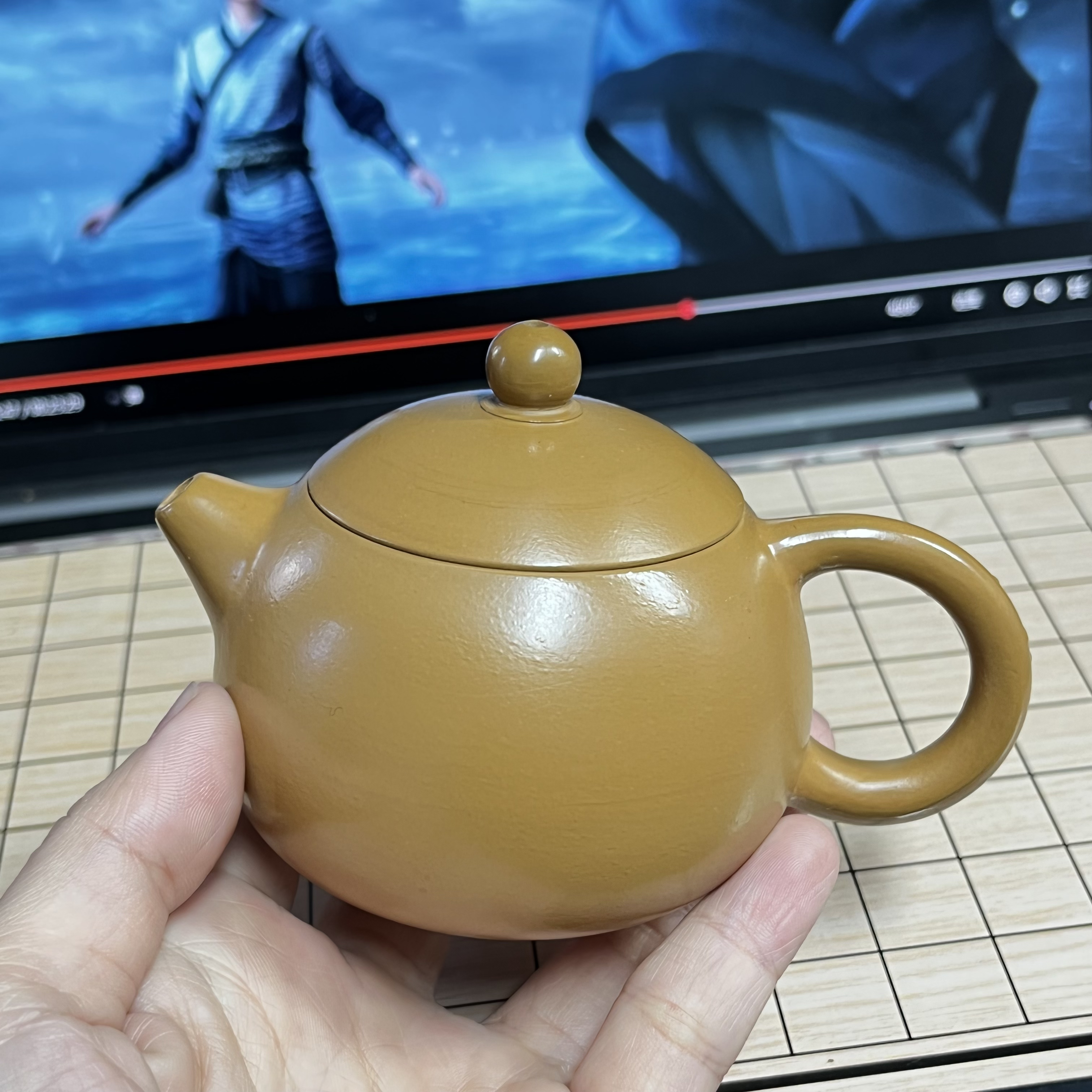 潮州手拉壶黄金朱泥145c西施壶紫砂纯手工原矿朱泥家用工夫茶单丛