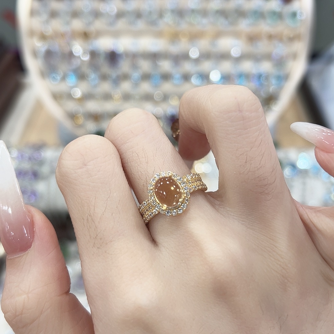 戒指银S925镶嵌黄晶