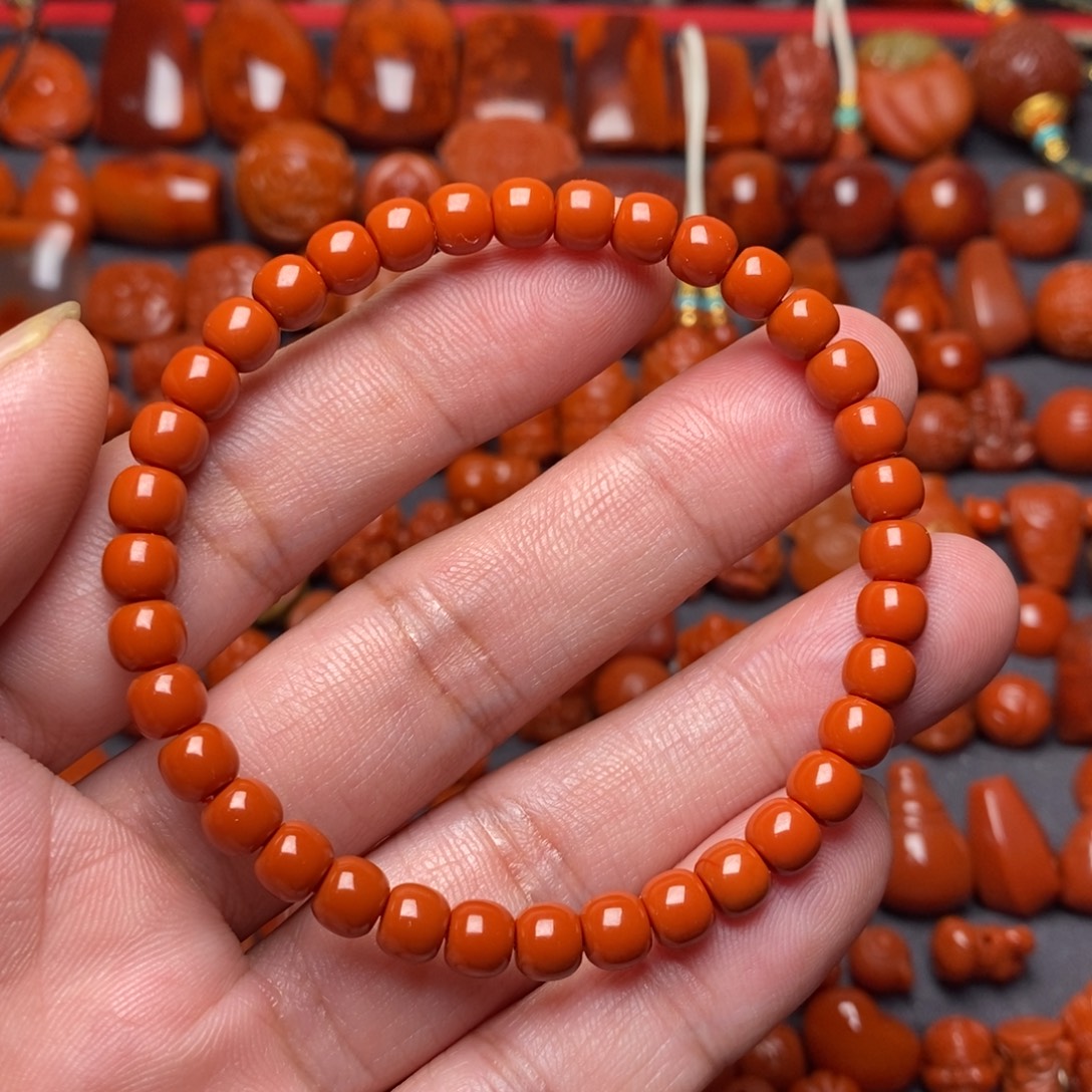 南红玛瑙纯色手串未镶嵌