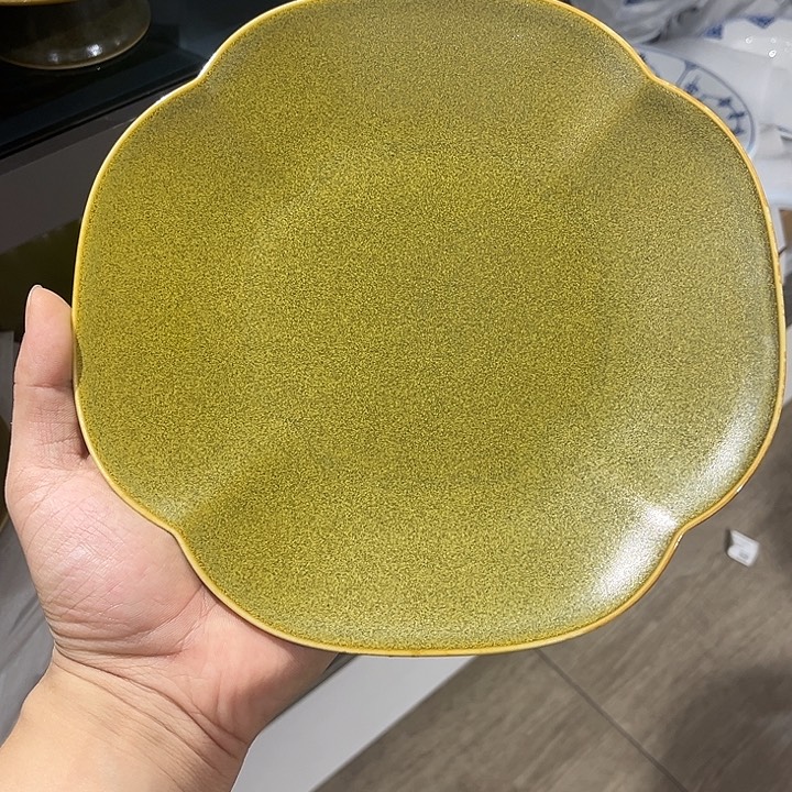 8寸茶叶末四方盘陶瓷的