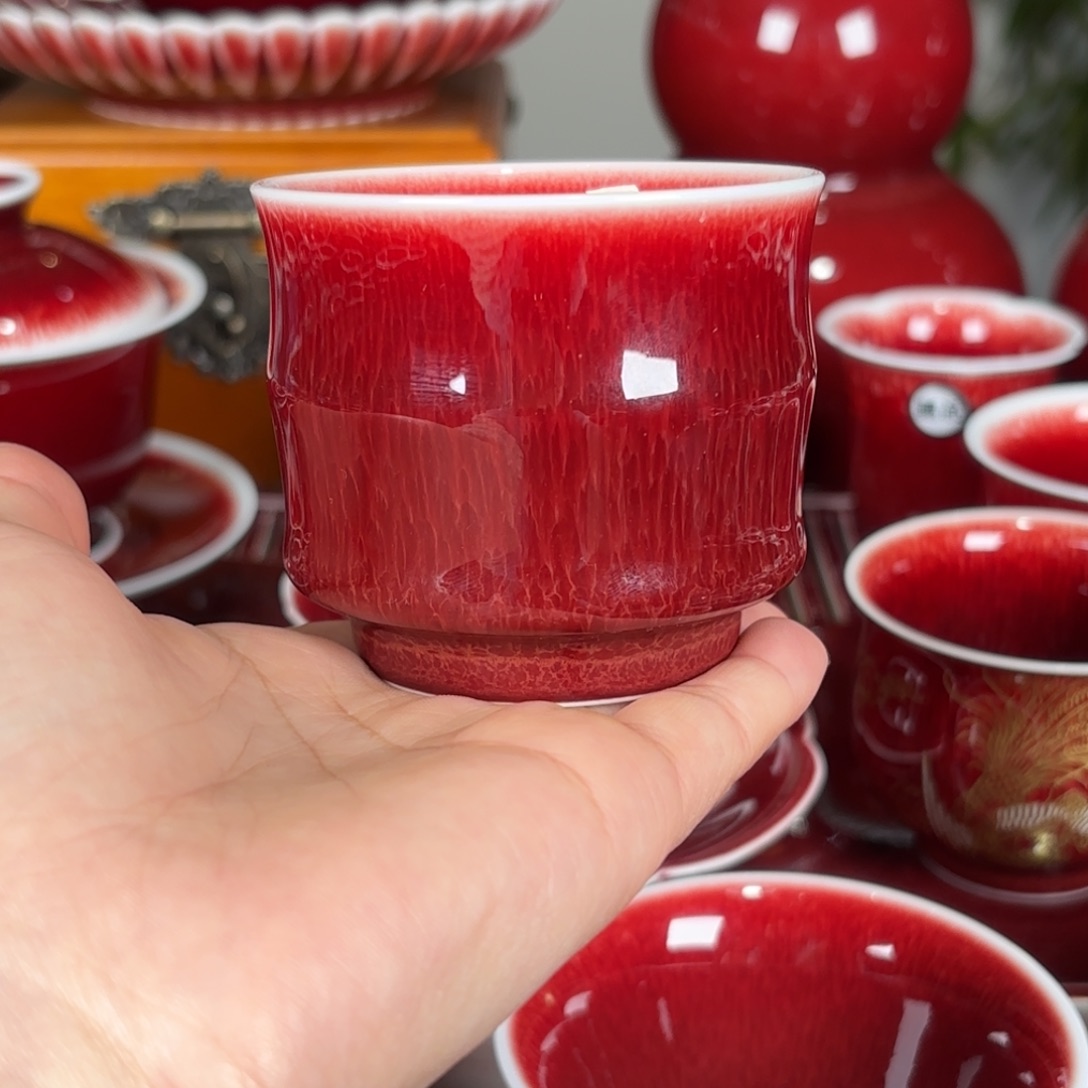 杯景德镇杯子原矿郎红