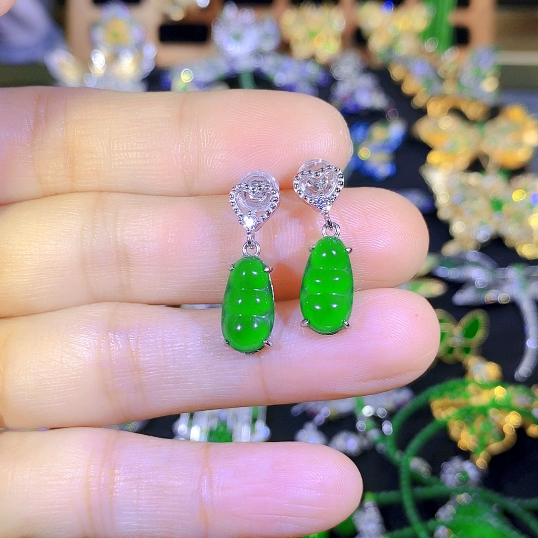 吊坠(不含链)银S925镶嵌翡翠