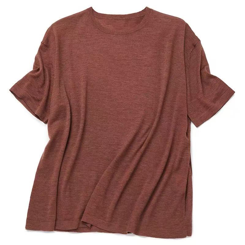 自由符号简约水溶羊毛短袖轻薄基础款/舒适百搭