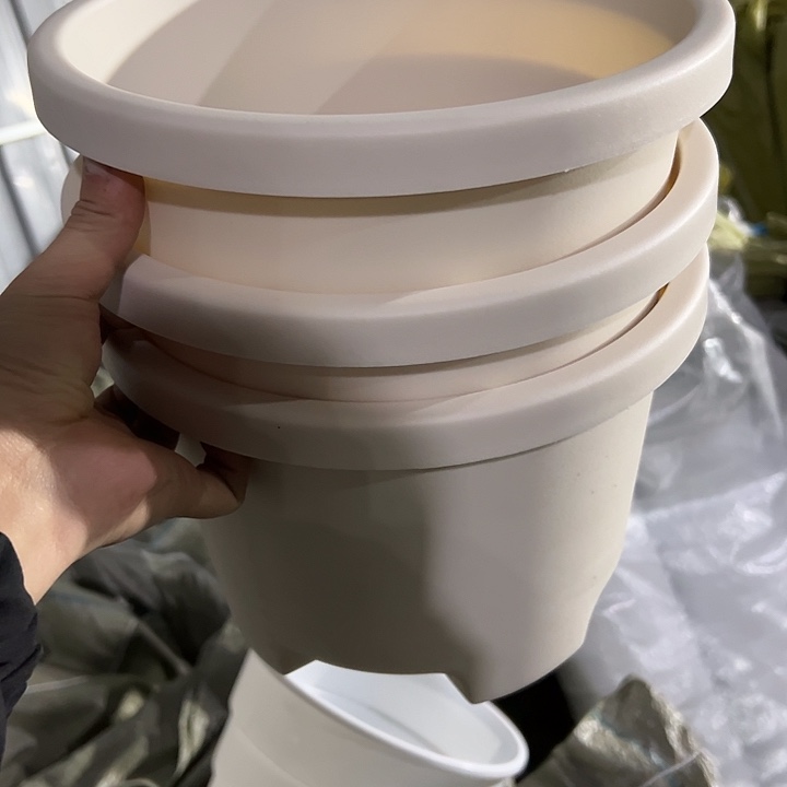 正品米白色圆球根26外径19高3个盆