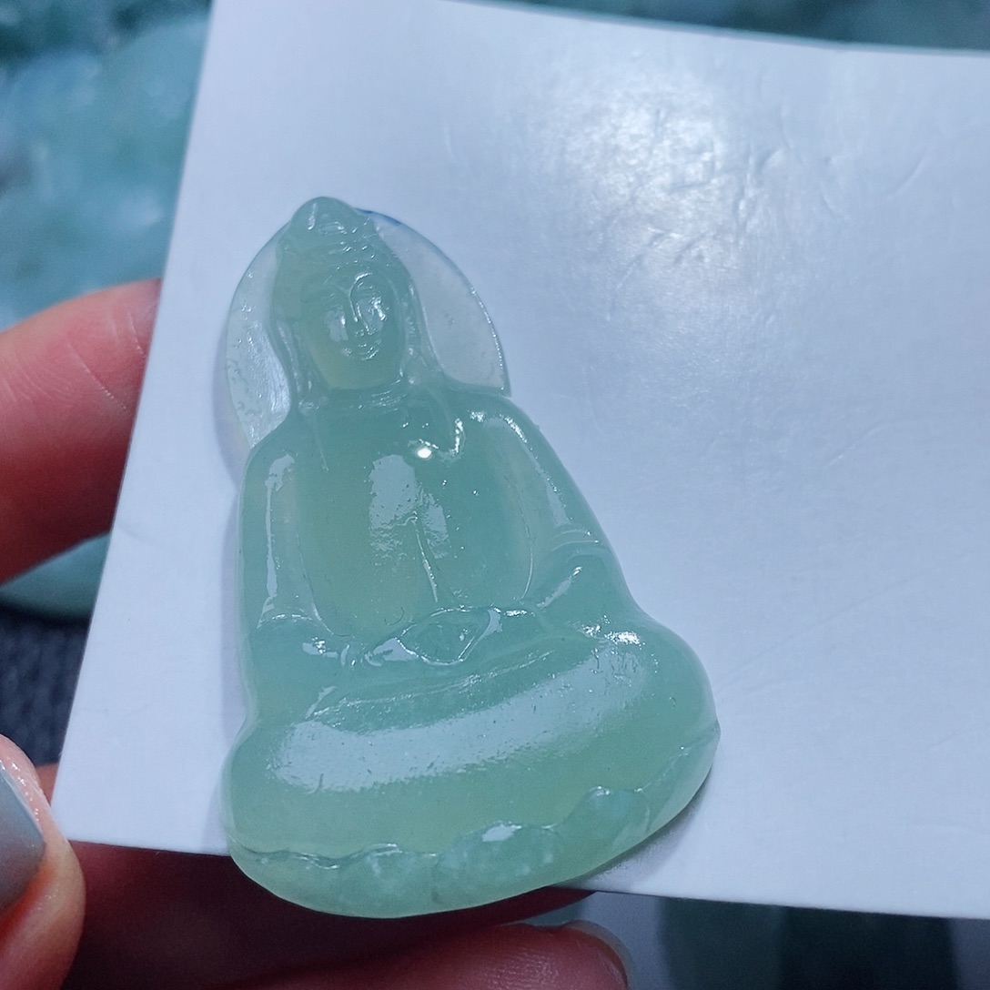 定制翡翠未镶嵌毛货付款后确认抛光