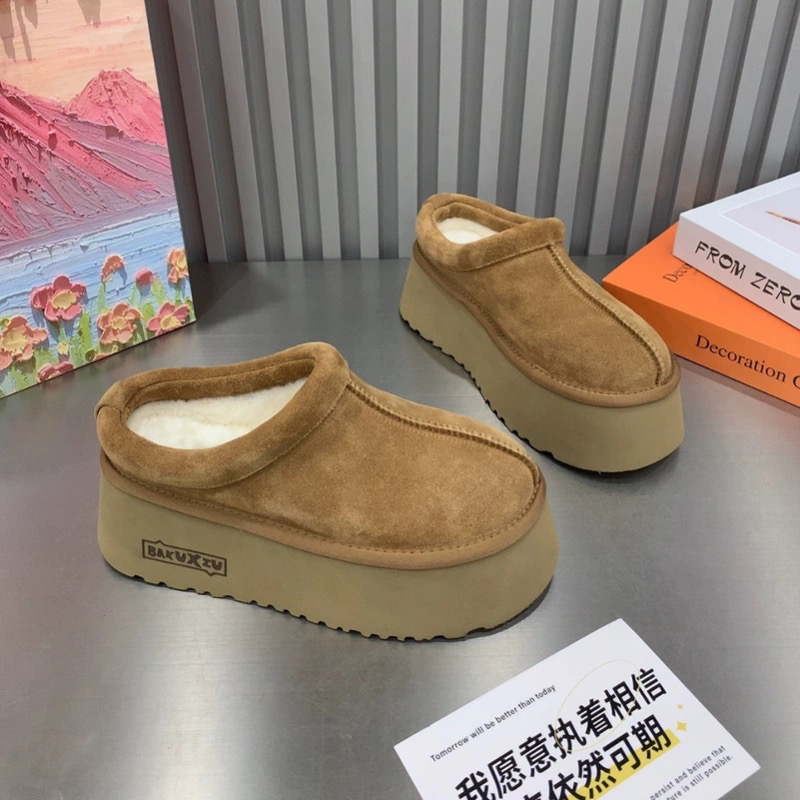 包头半拖鞋增高2025秋季新款女真皮厚底一脚蹬懒人鞋松糕底博肯鞋