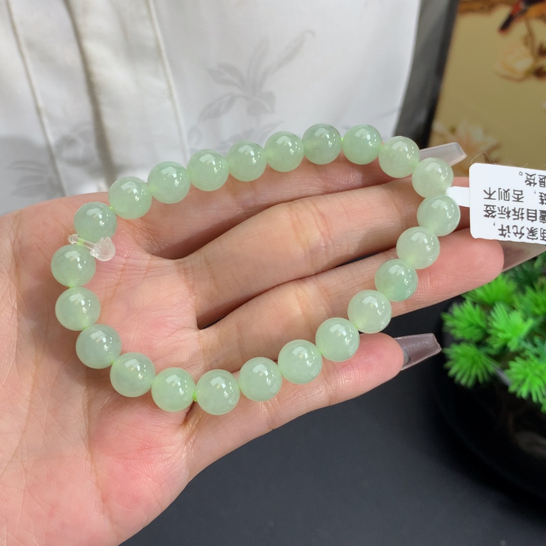 翡翠未镶嵌项链卡8冰胶晴手串