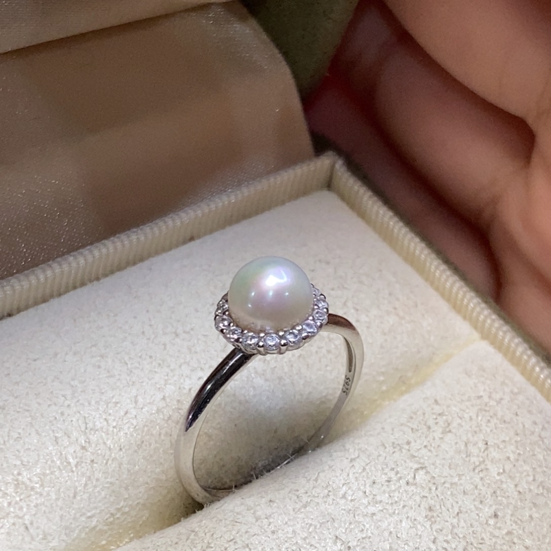 淡水珍珠戒指银S925镶嵌