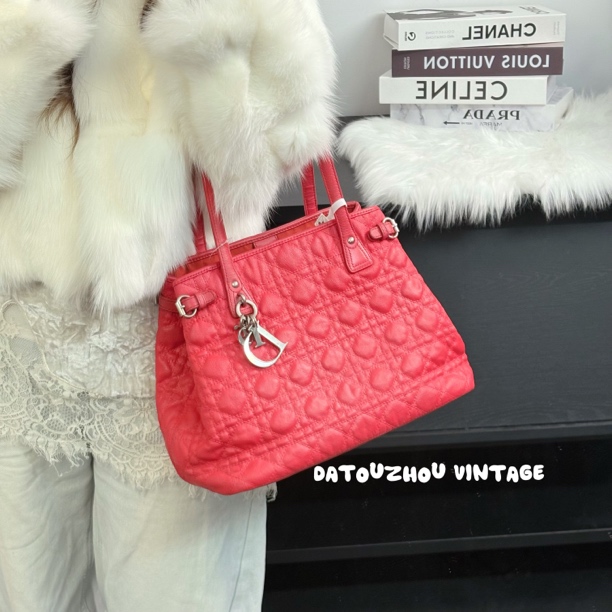 95新 DIOR/迪奥 草莓粉小号托特单肩包 jc