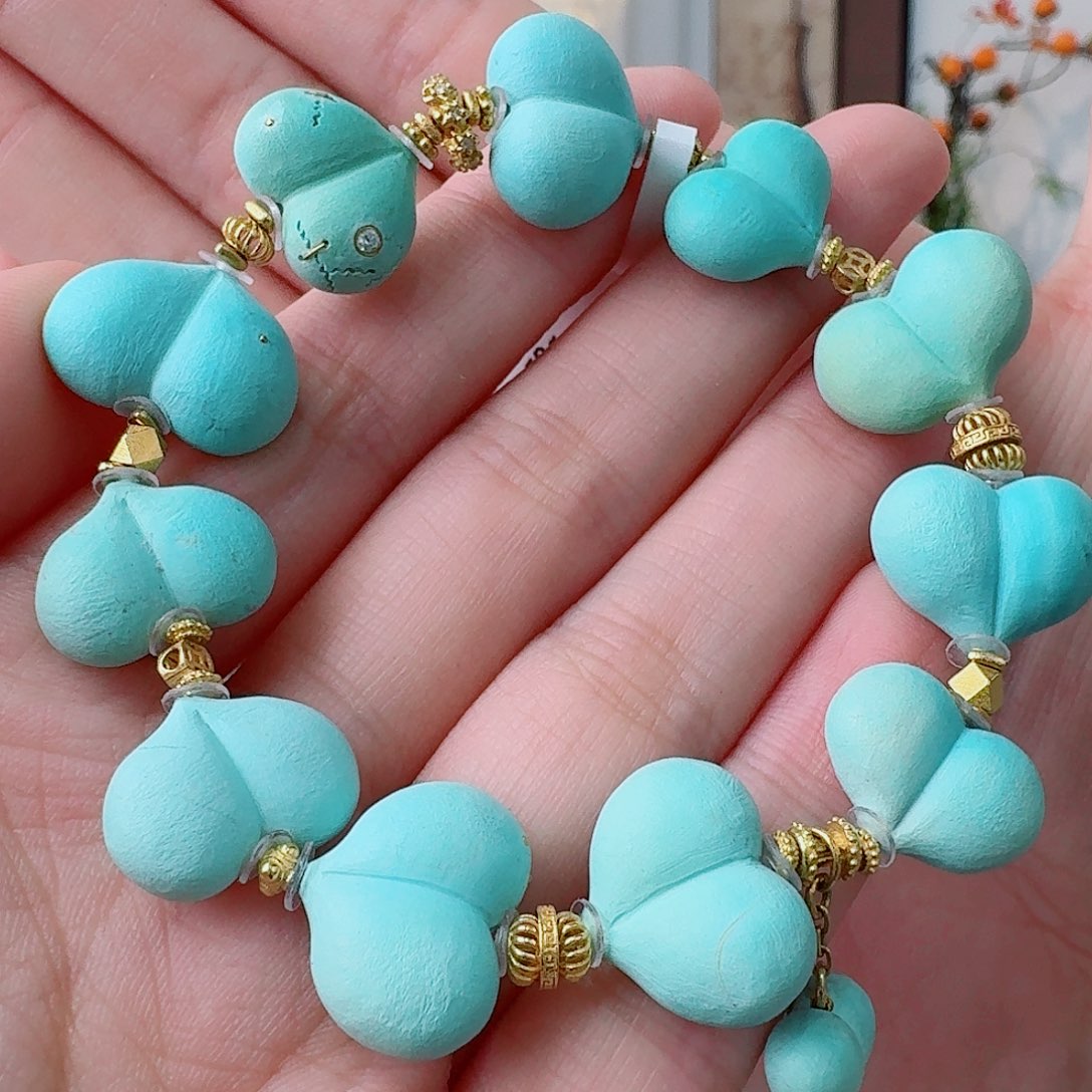 绿松石18K金镶嵌挂件