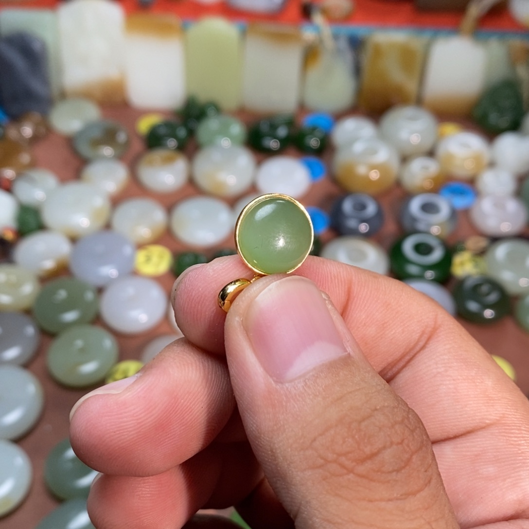 C****和田玉银S925镶嵌吊坠(不含链)