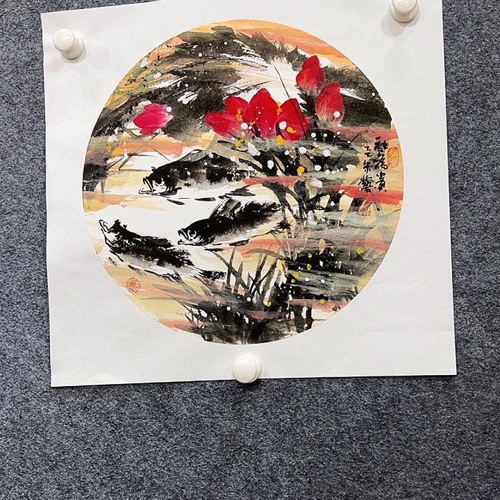 国画知鱼之乐纯手绘