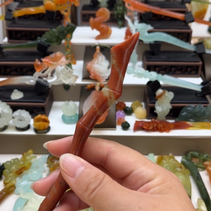 蛇纹石玉未镶嵌岫玉发簪