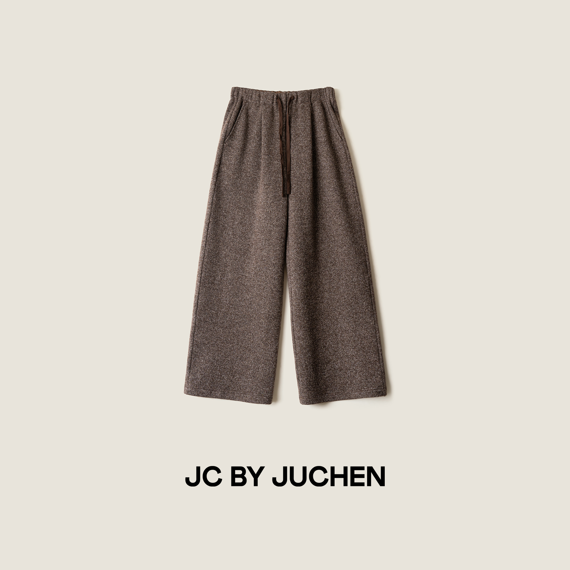 轻雅暖咖花纱老钱针织松紧腰加厚绒显瘦保暖休闲裤 FW105501