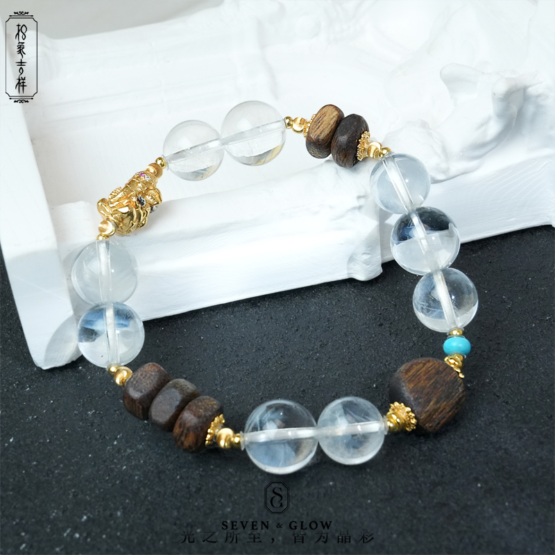 沉香【印象吉祥】清沉-随形沉香+蓝针s925手串（多样性发货）