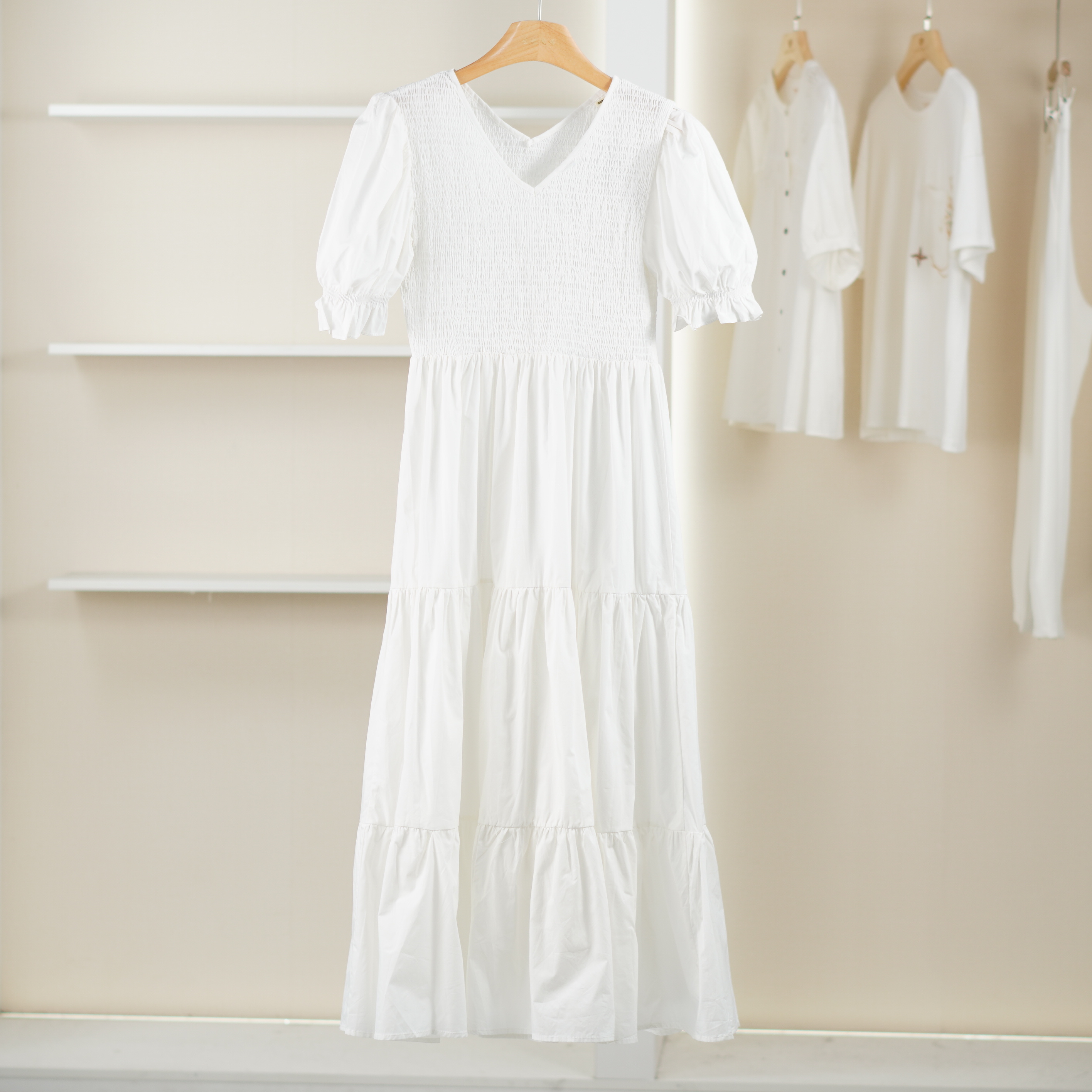 【麦迪尚品·品牌新款】5082343 夏季气质长款短袖连衣裙品牌女装