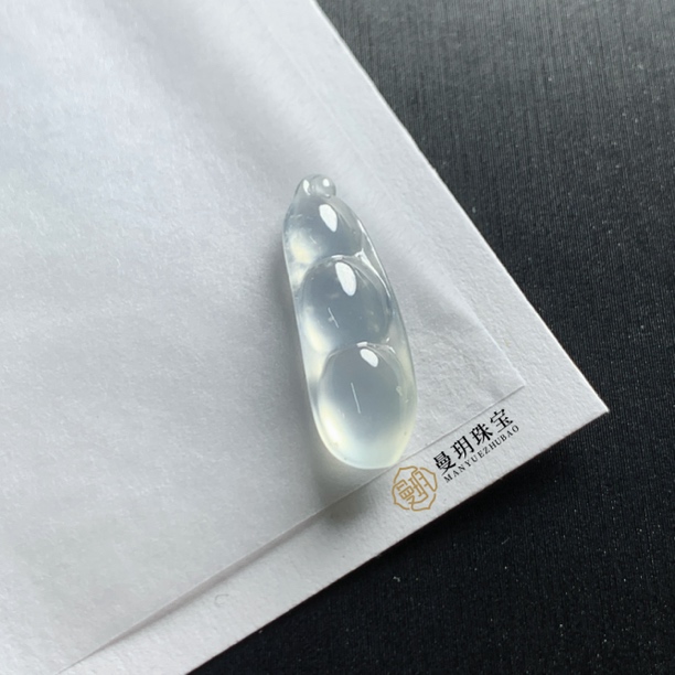 天然缅甸翡翠A货未镶嵌玻璃雪花棉福豆卡21-7-4
