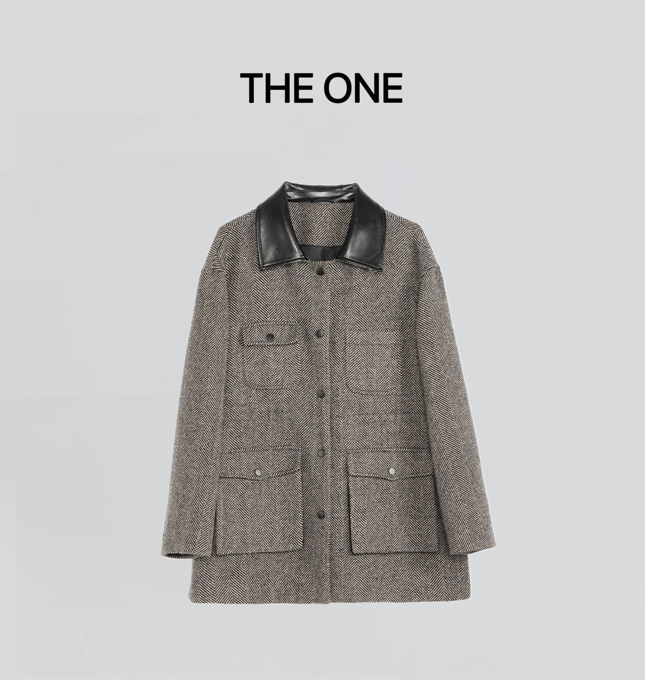 The One【旷野之息】2025秋冬设计师款拼接羊毛人字纹大衣N53A0093