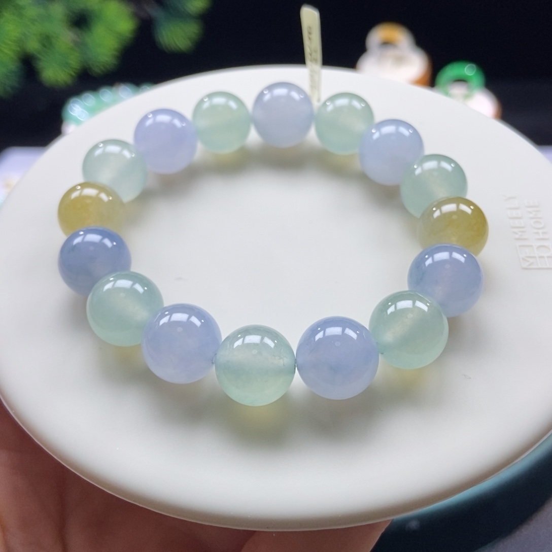 翡翠手串未镶嵌马卡龙多宝12mm