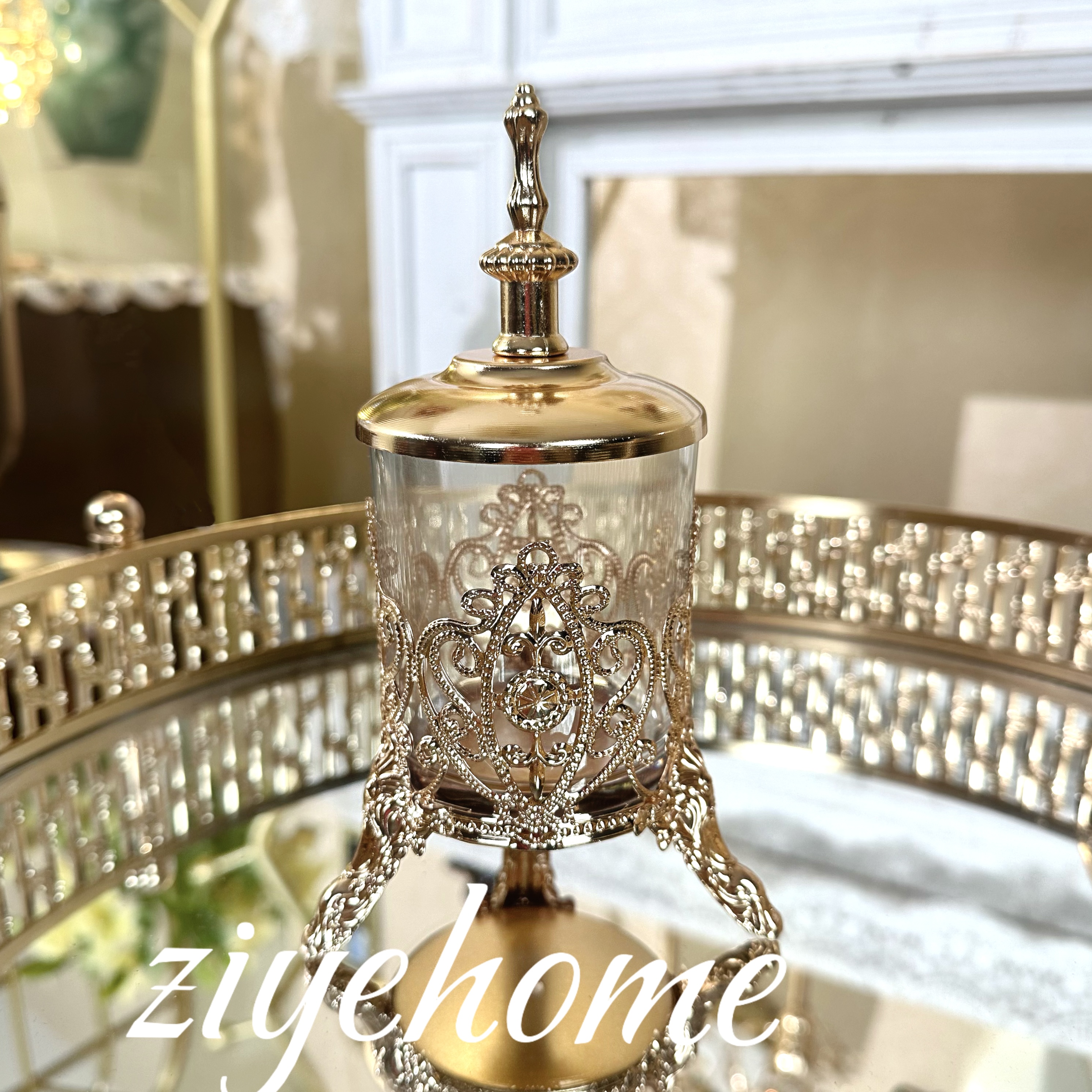 宫廷牙签罐桌面摆件创意轻奢摆件牙签筒客厅家用北欧风