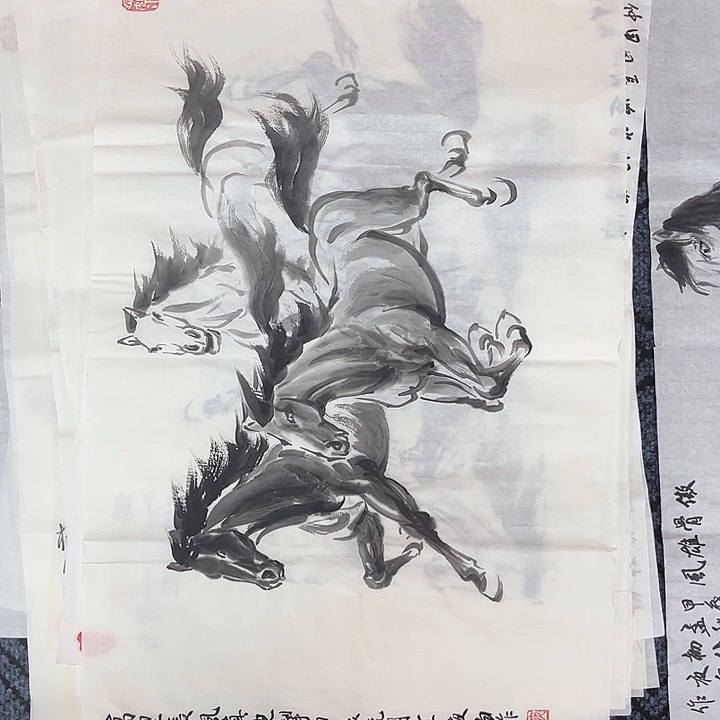 国画四尺三开花鸟m