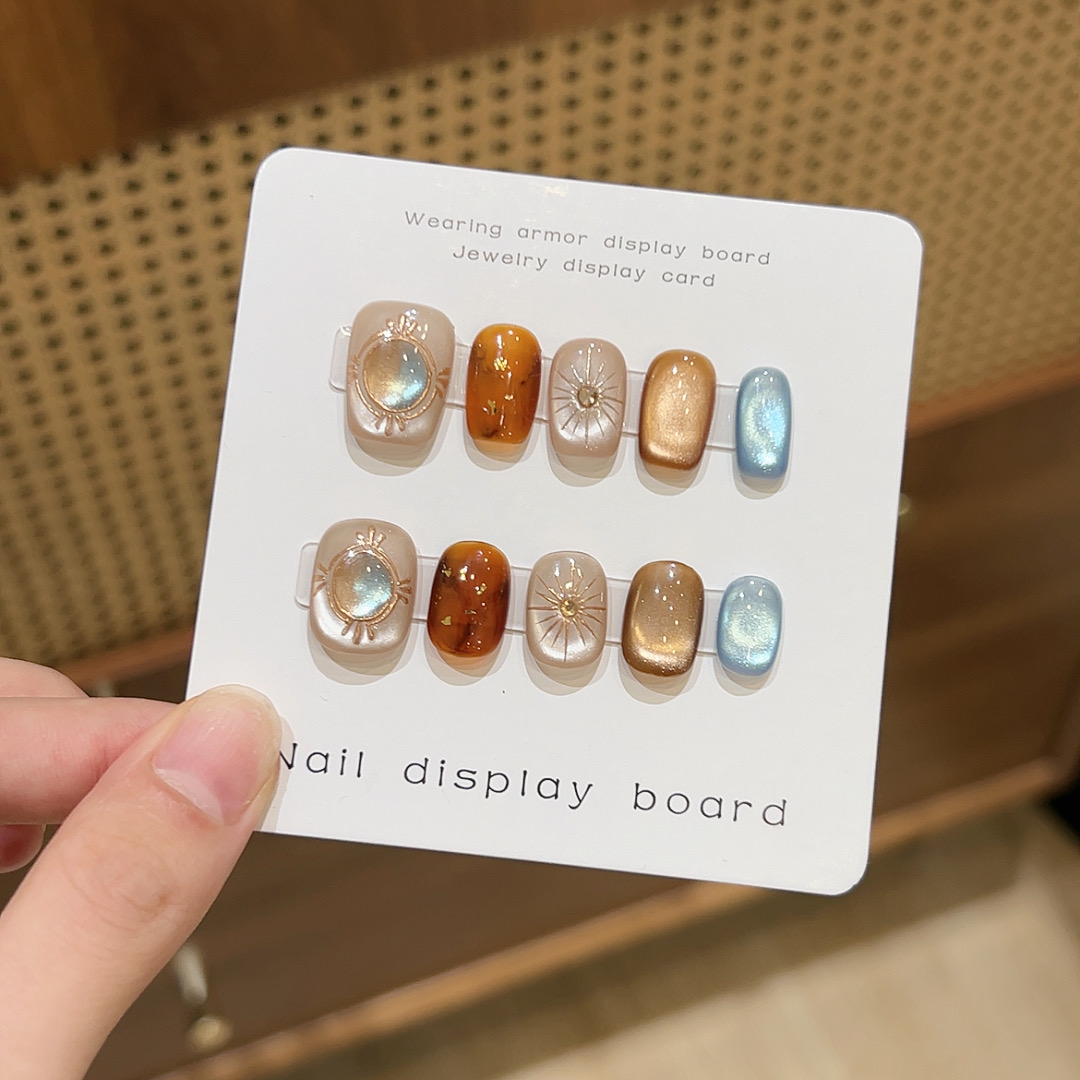 “太阳女神”  美甲穿戴甲显白高级百搭猫眼秋冬美甲10片装