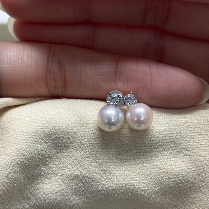 银S925镶嵌耳饰海水珍珠AK7-8m 57号