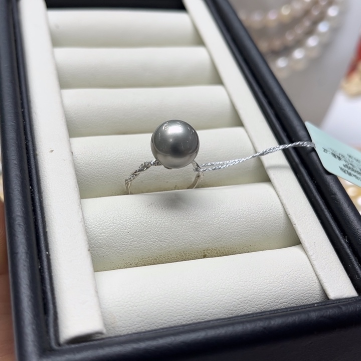 海水珍珠戒指18K金镶嵌11-12mm